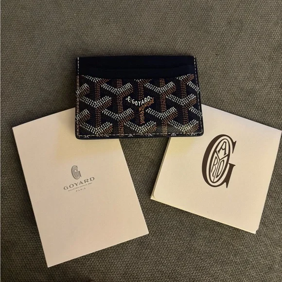 NWT GOYARD Saint-Sulpice Card Wallet in Navy - Picture 9 of 12